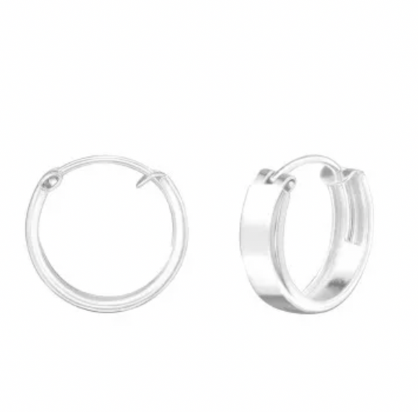 Kids 14mm Thick Silver Hoop Earrings