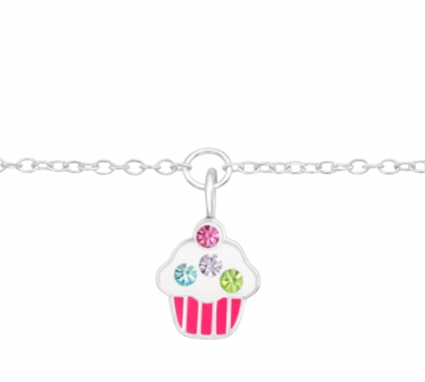 Kids Cupcake with Crystal Silver Bracelet