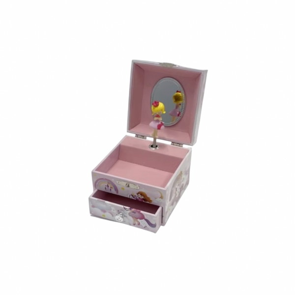 Girl on a Unicorn Rainbow & Castle Musical Jewel Box