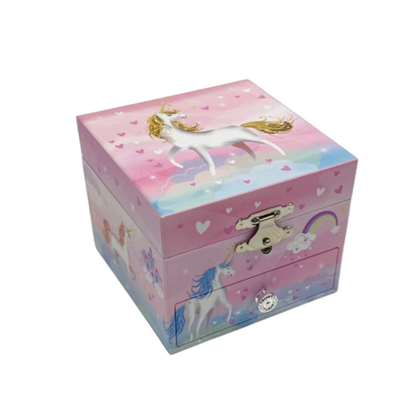 Unicorn Themed One Draw Musical Jewel Box
