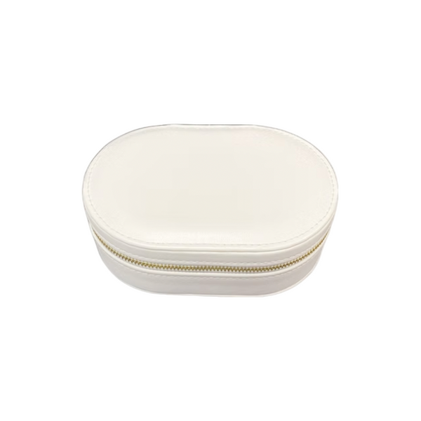 Cora White Oval Jewellery Box/Travel Case