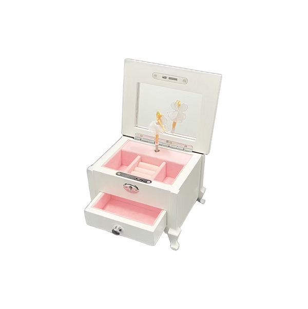 Wooden Ballerina White Jewellery Box