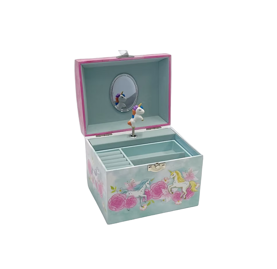 Unicorn & Roses Pearl Handle Musical Jewellery Box