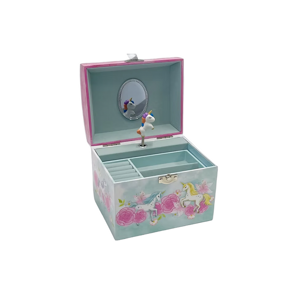 Unicorn & Roses Pearl Handle Musical Jewellery Box