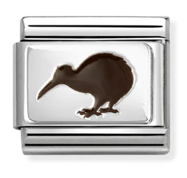 Animals - Kiwi with Enamel Silver Charm
