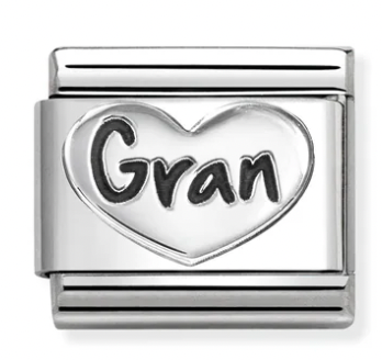 Family - Gran Oxidised Heart Silver Charm