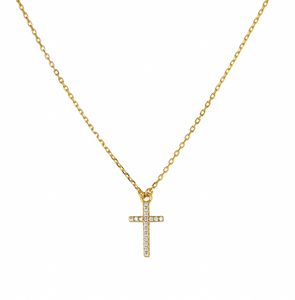 SS Cross with CZ Fine Necklace - 2 Colours