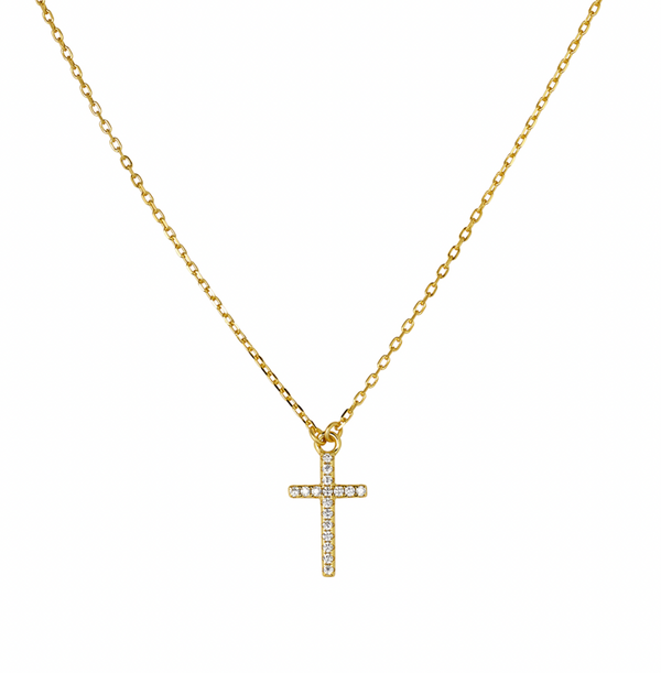 SS Cross with CZ Fine Necklace - 2 Colours