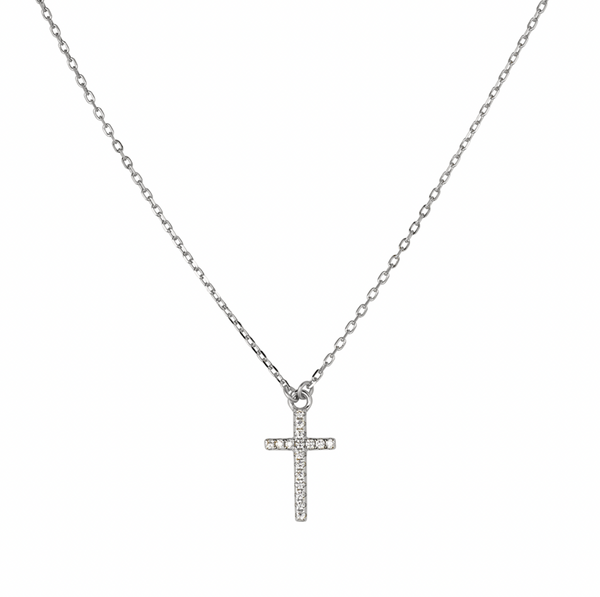 SS Cross with CZ Fine Necklace - 2 Colours