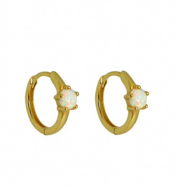 Earring - White Opalite Hoops - 2 colours