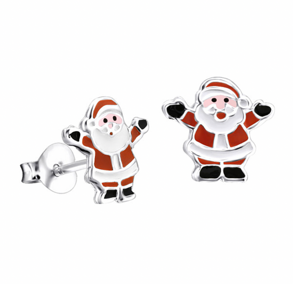 🎄Christmas: Kids Santa Claus Silver Stud Earrings
