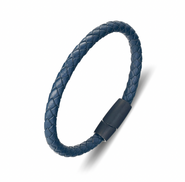 Blaze Men's Leather Bracelet with Brush Matte Finish Magnetic Clasp