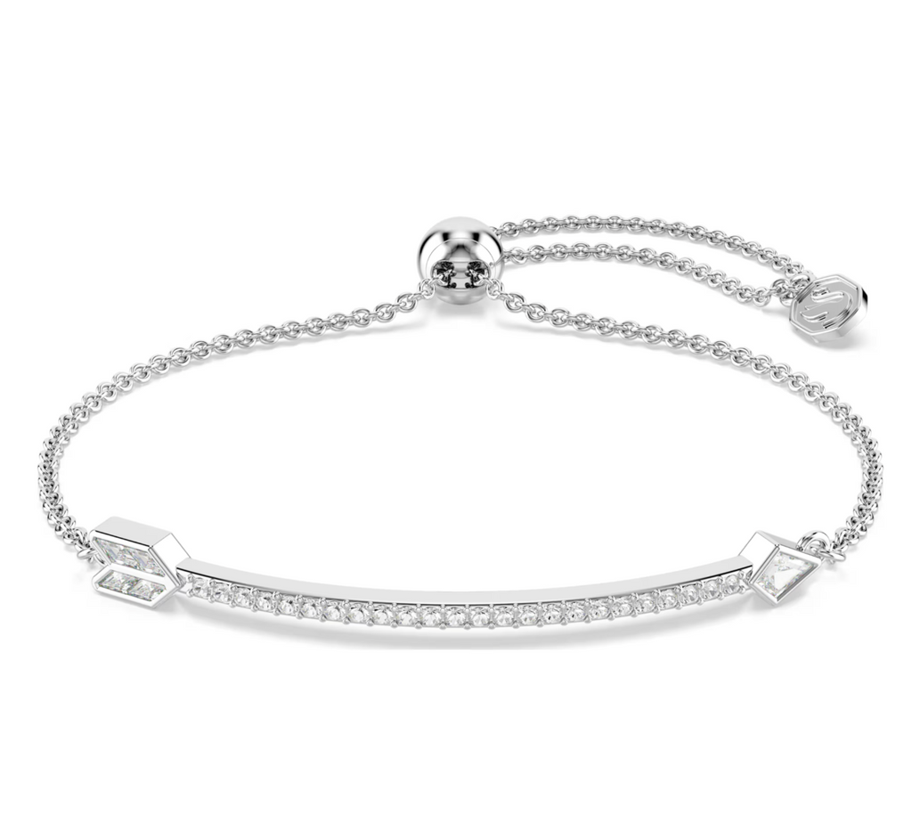 Idyllia: White Mixed Cuts Arrow Silver Bracelet