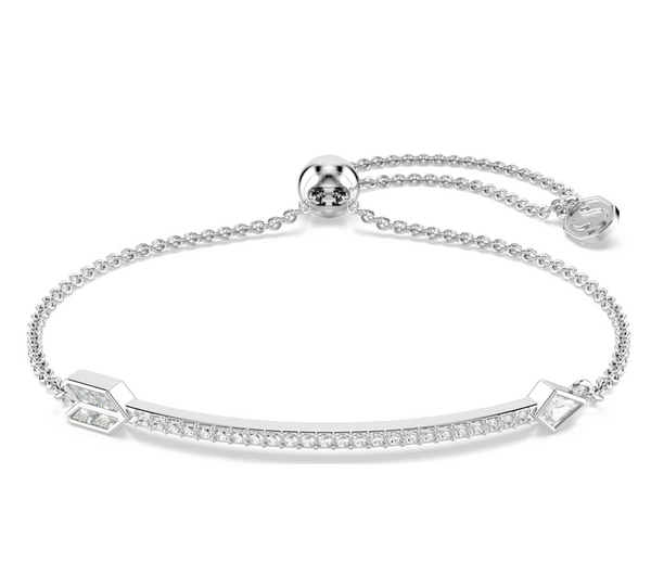 Idyllia: White Mixed Cuts Arrow Silver Bracelet