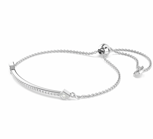 Idyllia: White Mixed Cuts Arrow Silver Bracelet