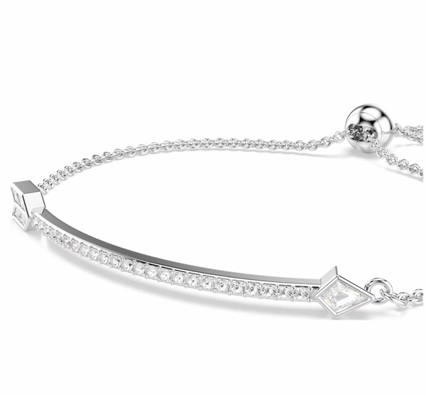 Idyllia: White Mixed Cuts Arrow Silver Bracelet