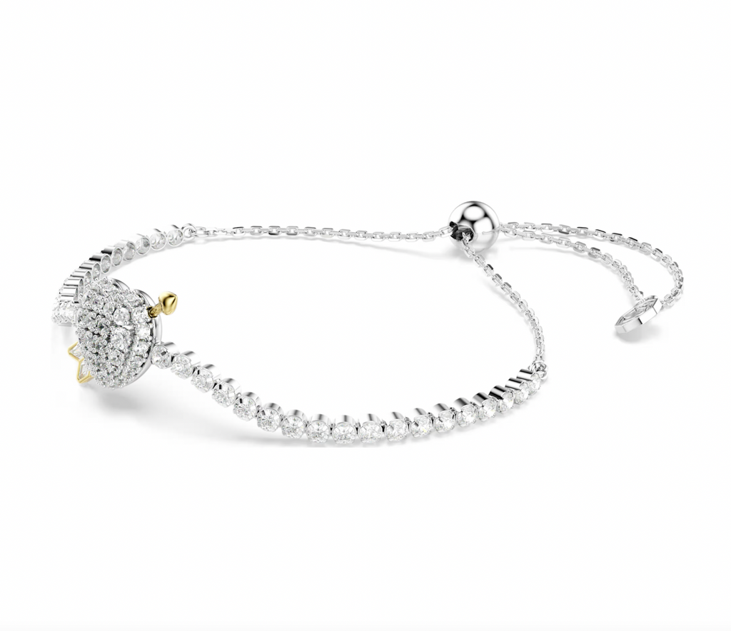 Idyilla: Heart with Arrow White Mixed Cuts Silver Bracelet