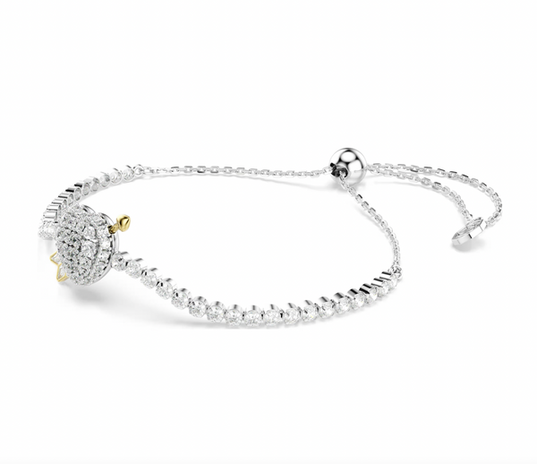 Idyilla: Heart with Arrow White Mixed Cuts Silver Bracelet