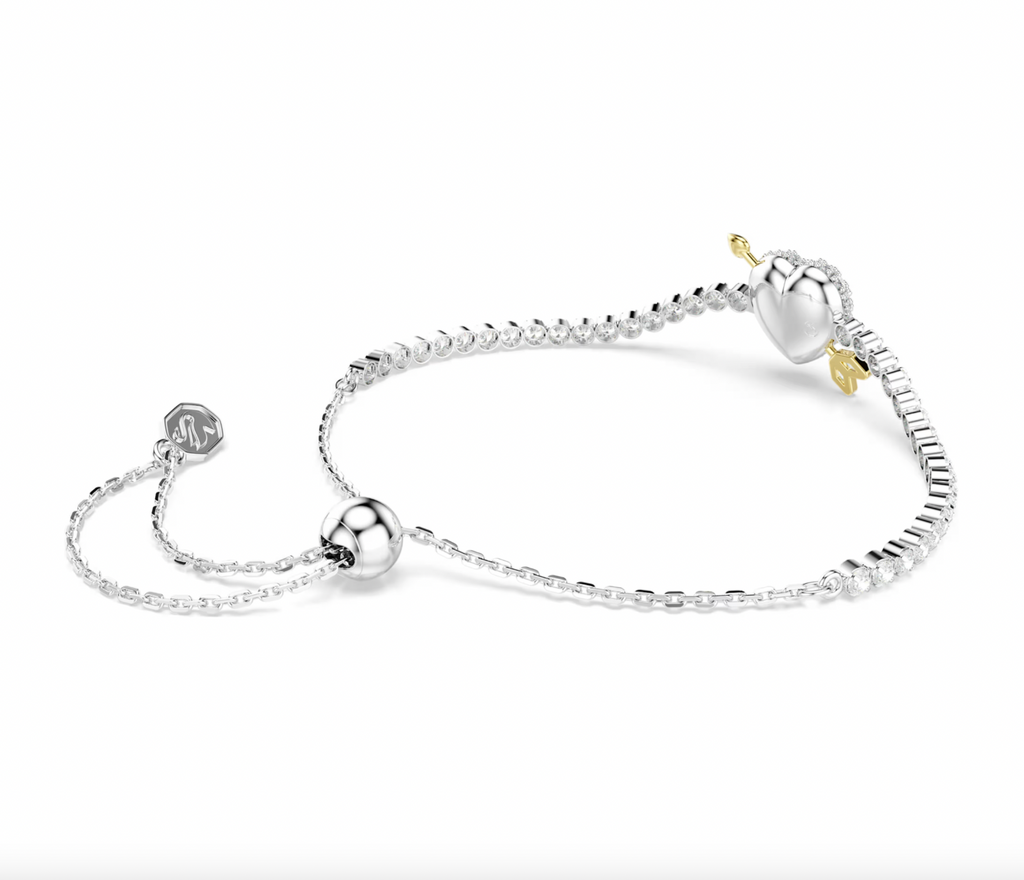 Idyilla: Heart with Arrow White Mixed Cuts Silver Bracelet