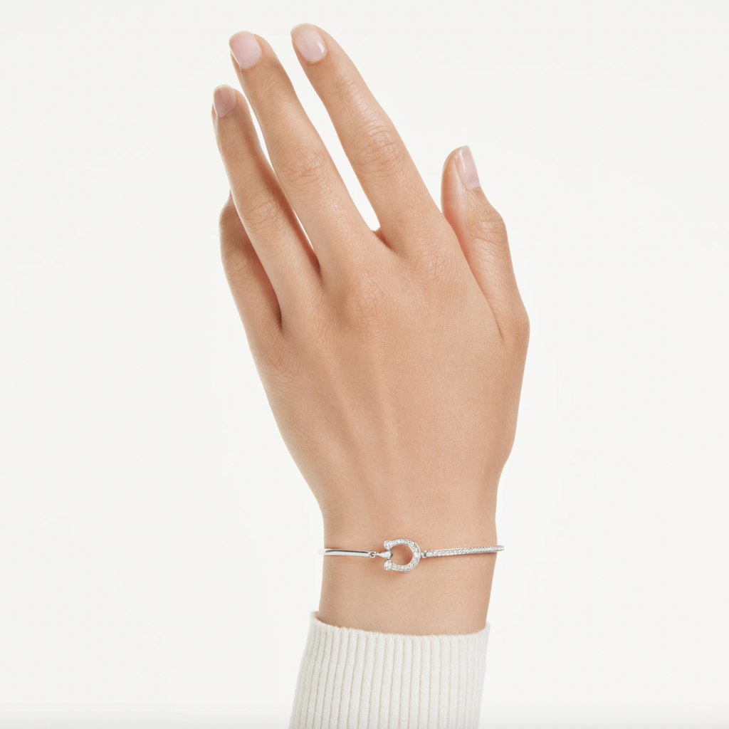 Symbolica: White Pave Horseshoe Silver Bracelet