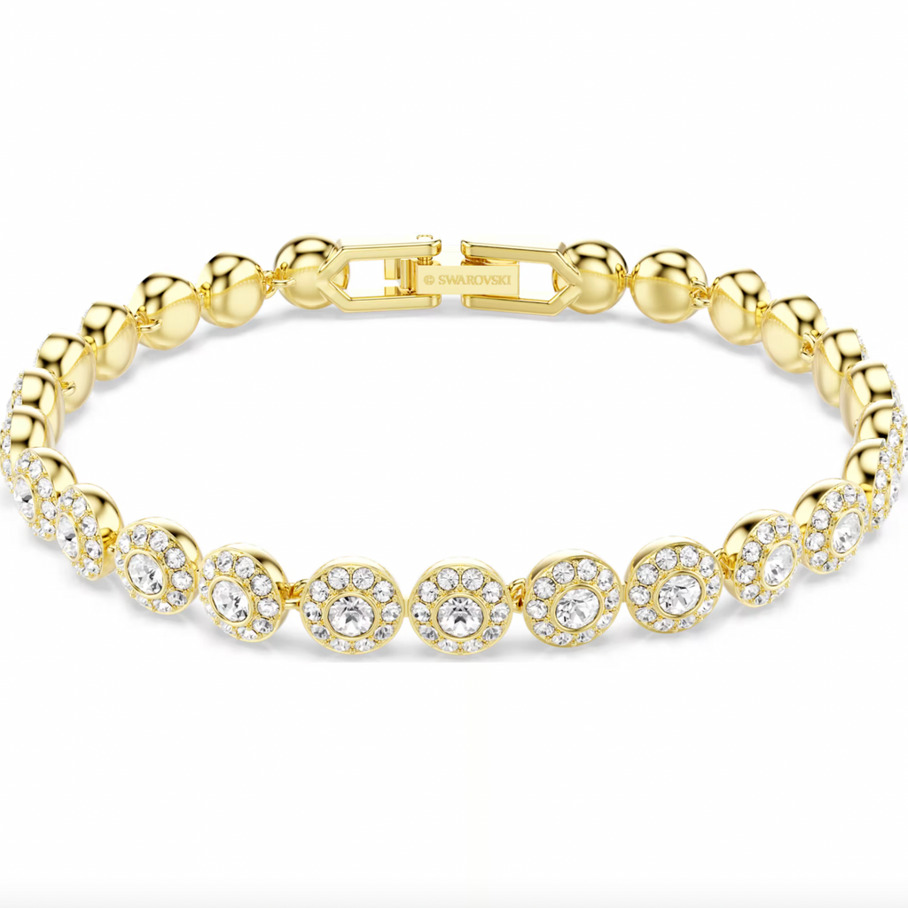 Una Angelic: White Round Cut Gold Bracelet