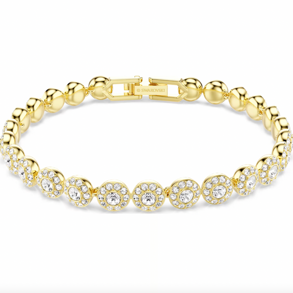 Una Angelic: White Round Cut Gold Bracelet