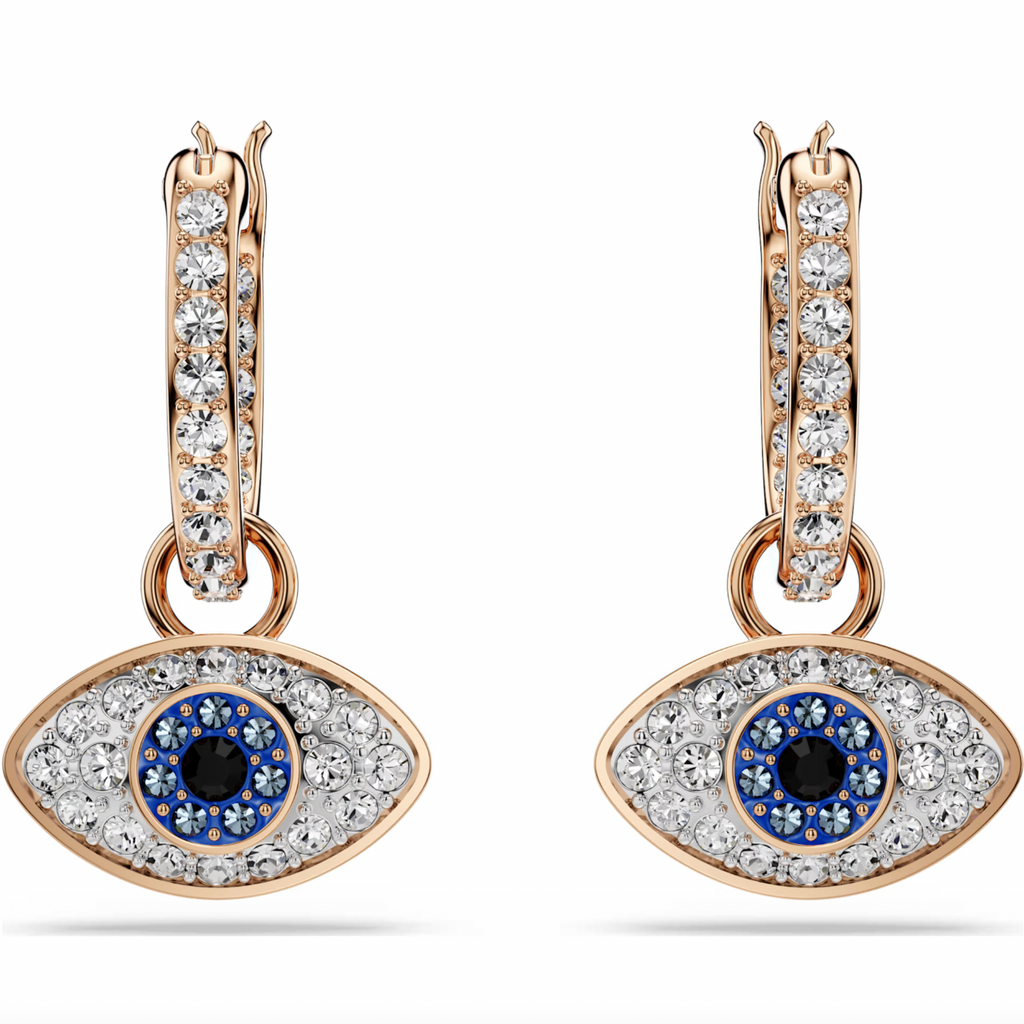 Symbolica: Multicoloured Eye Rosegold Drop Earrings
