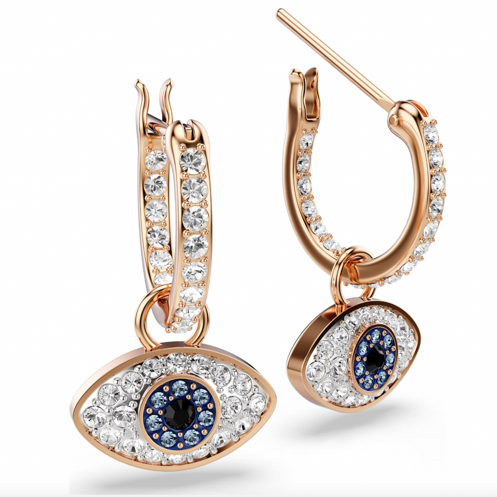 Symbolica: Multicoloured Eye Rosegold Drop Earrings