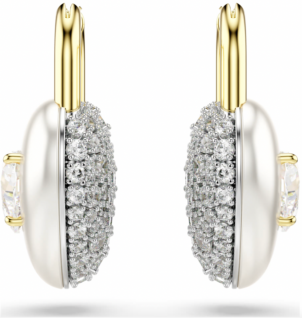 Idyllia: Heart with Arrow White Mixed Cuts Gold & Silver Drop Earrings