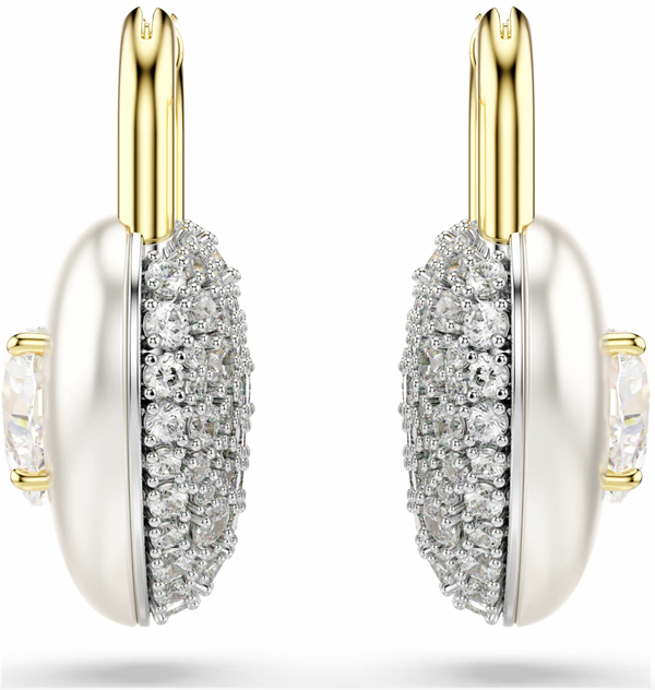 Idyllia: Heart with Arrow White Mixed Cuts Gold & Silver Drop Earrings