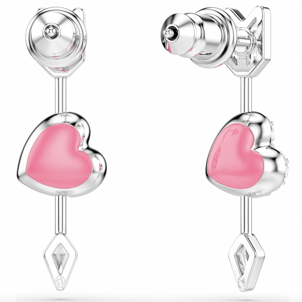 Idyllia: White Mixed Cuts Heart with Arrow Drop Earrings - 2 Colours