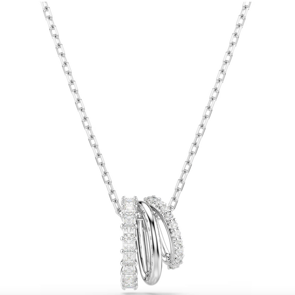 Hyperbola: White Round Cut Silver Pendant