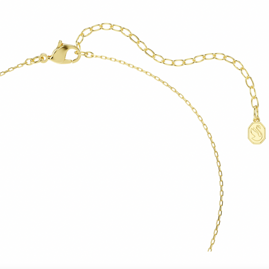 Idyllia: White/Pink Mixed Cuts Heart & Key Gold Pendant
