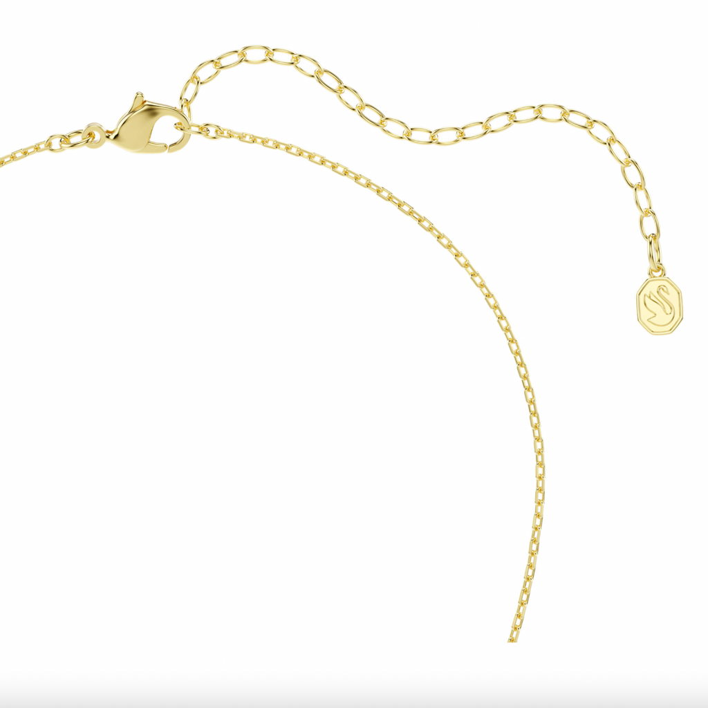 Idyllia: White/Pink Mixed Cuts Heart & Key Gold Pendant