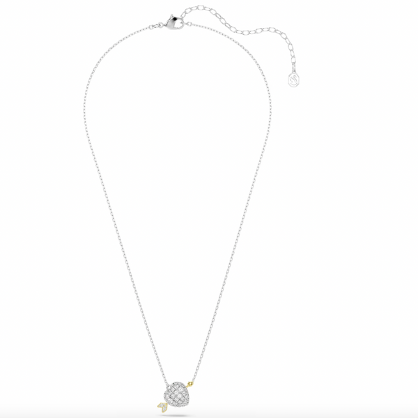 Idyllia: Heart with Arrow White Mixed Cuts Gold & Silver Pendant