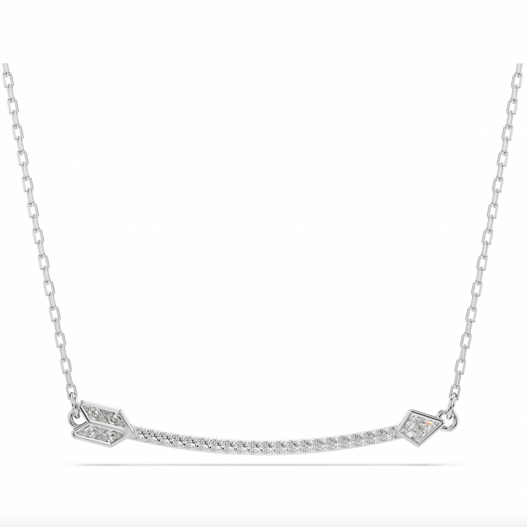 Idyllia: White Mixed Cuts Arrow Silver Pendant