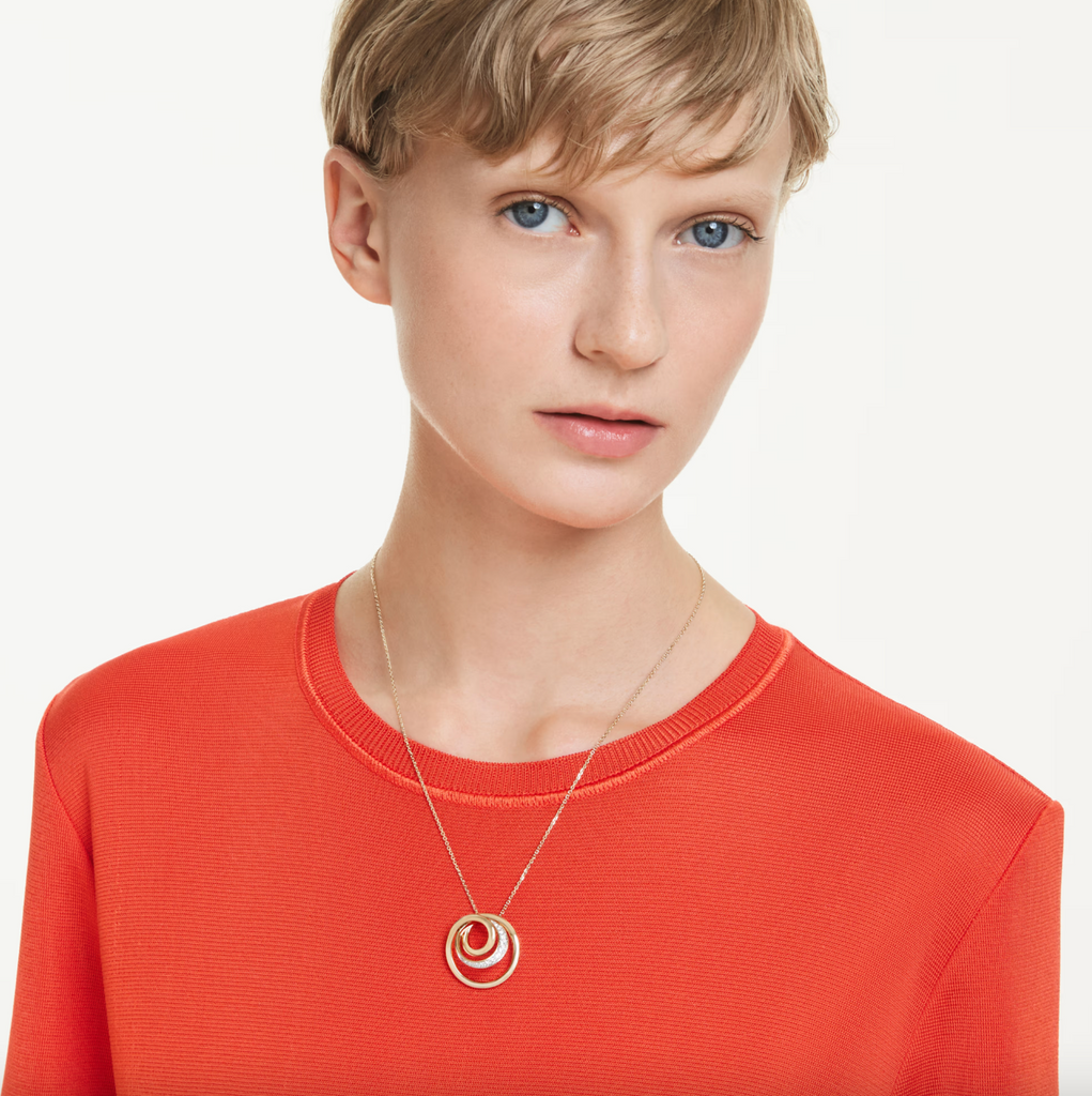 Hyperbola: White Round Cut Gold Necklace