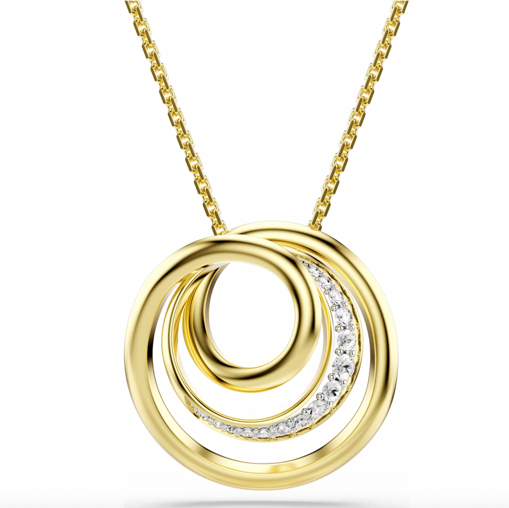 Hyperbola: White Round Cut Gold Necklace