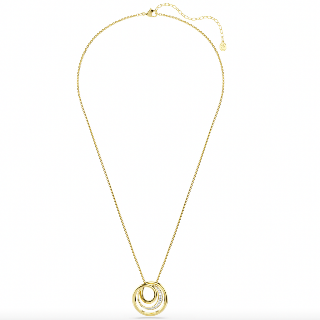 Hyperbola: White Round Cut Gold Necklace