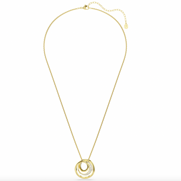 Hyperbola: White Round Cut Gold Necklace