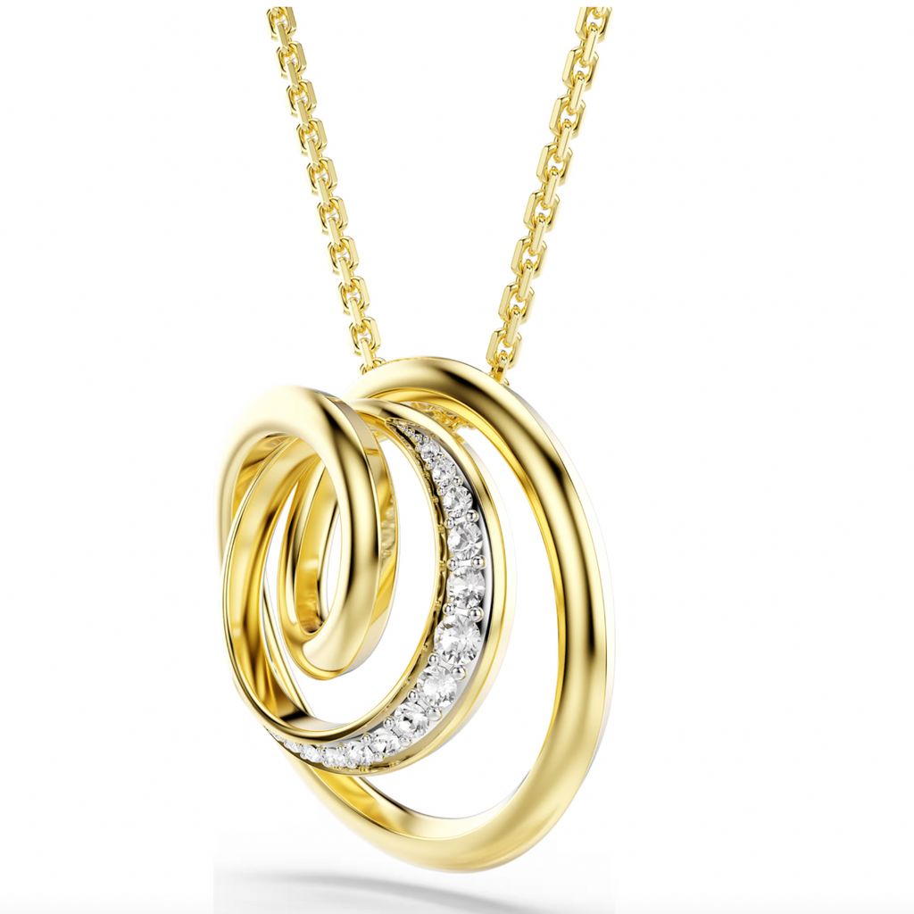 Hyperbola: White Round Cut Gold Necklace