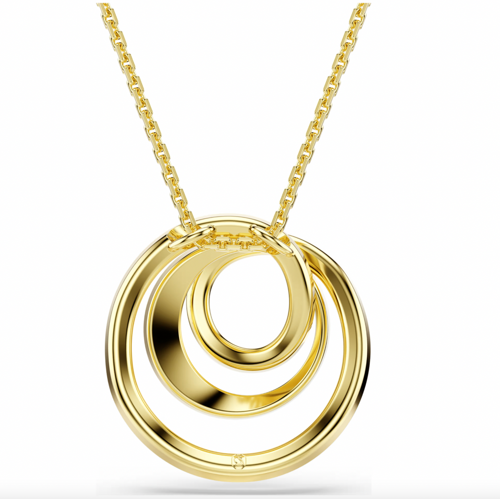 Hyperbola: White Round Cut Gold Necklace