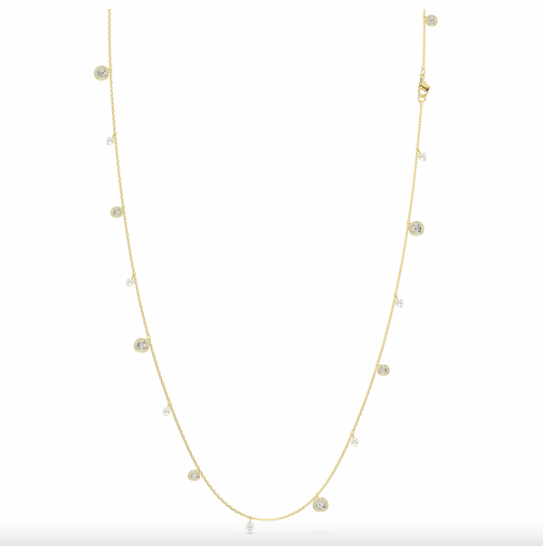 Una Angelic: White Round Cut Crystal Pearl Gold Strandage