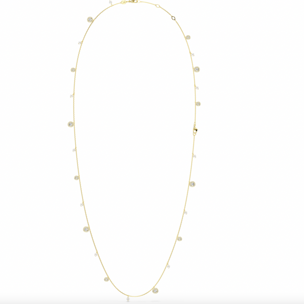 Una Angelic: White Round Cut Crystal Pearl Gold Strandage
