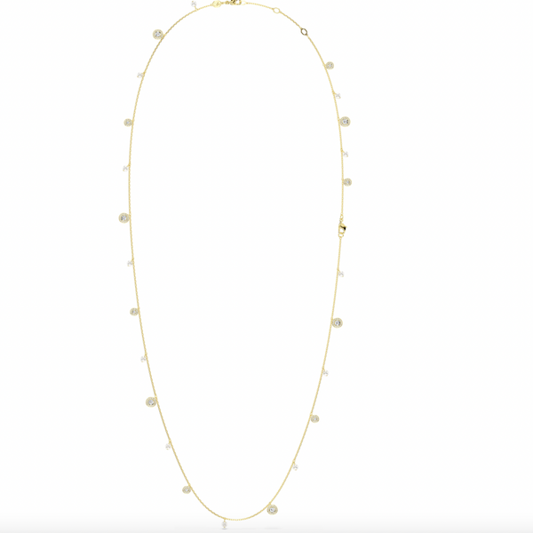 Una Angelic: White Round Cut Crystal Pearl Gold Strandage