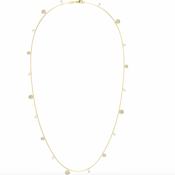 Una Angelic: White Round Cut Crystal Pearl Gold Strandage