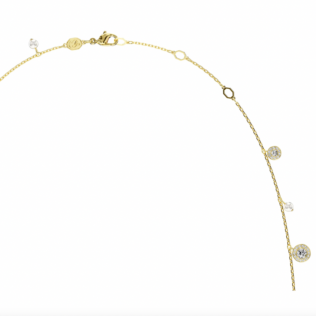 Una Angelic: White Round Cut Crystal Pearl Gold Strandage