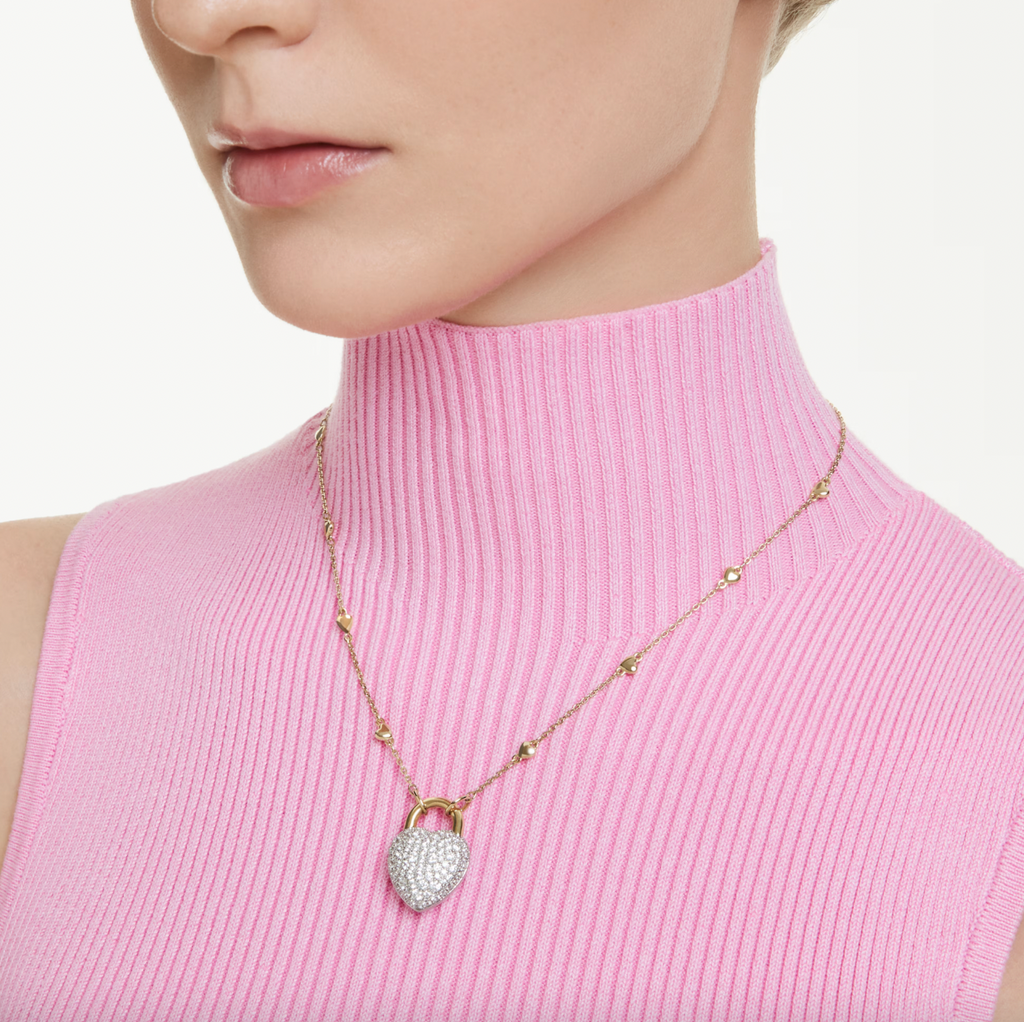 Idyllia: White Mixed Cuts Heart Gold Necklace