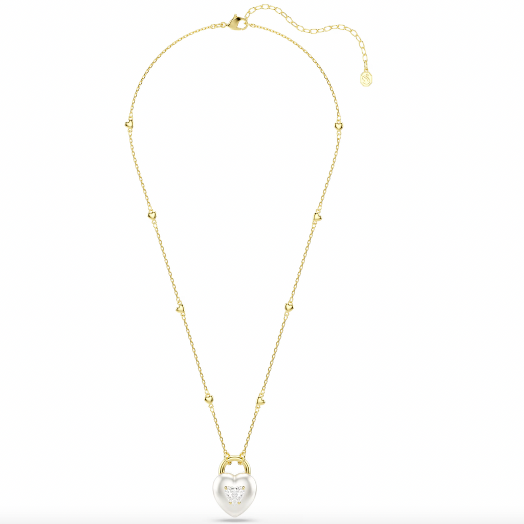 Idyllia: White Mixed Cuts Heart Gold Necklace