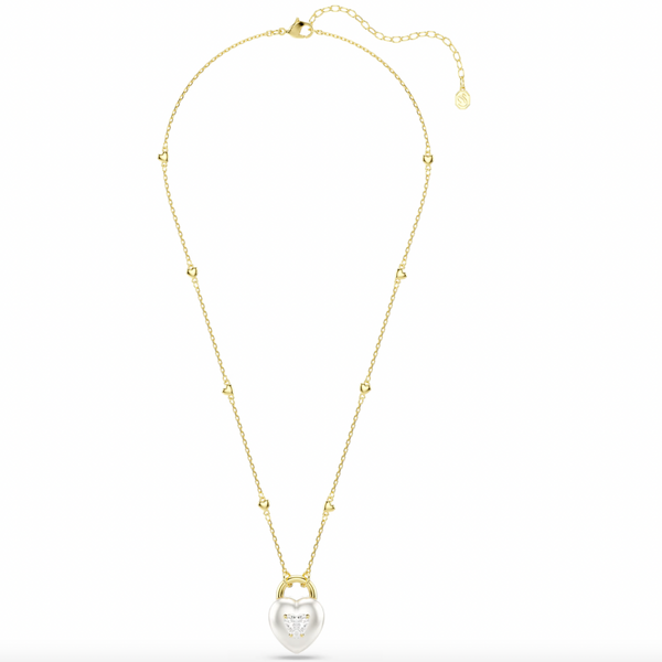 Idyllia: White Mixed Cuts Heart Gold Necklace